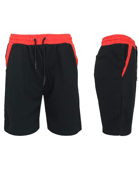 Galaxy By Harvic Men's French Terry Jogger Sweat Lounge Shorts with Contrast Trim Design